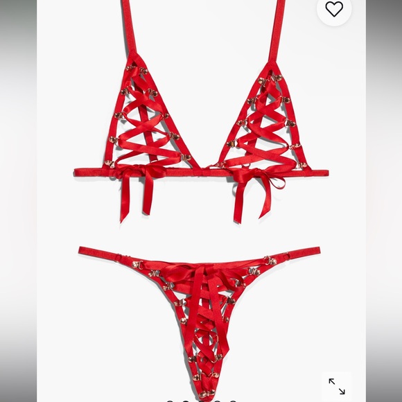 Savage X Fenty Laced Up Set in Goji Berry Red Size XS-XL - Picture 2 of 3